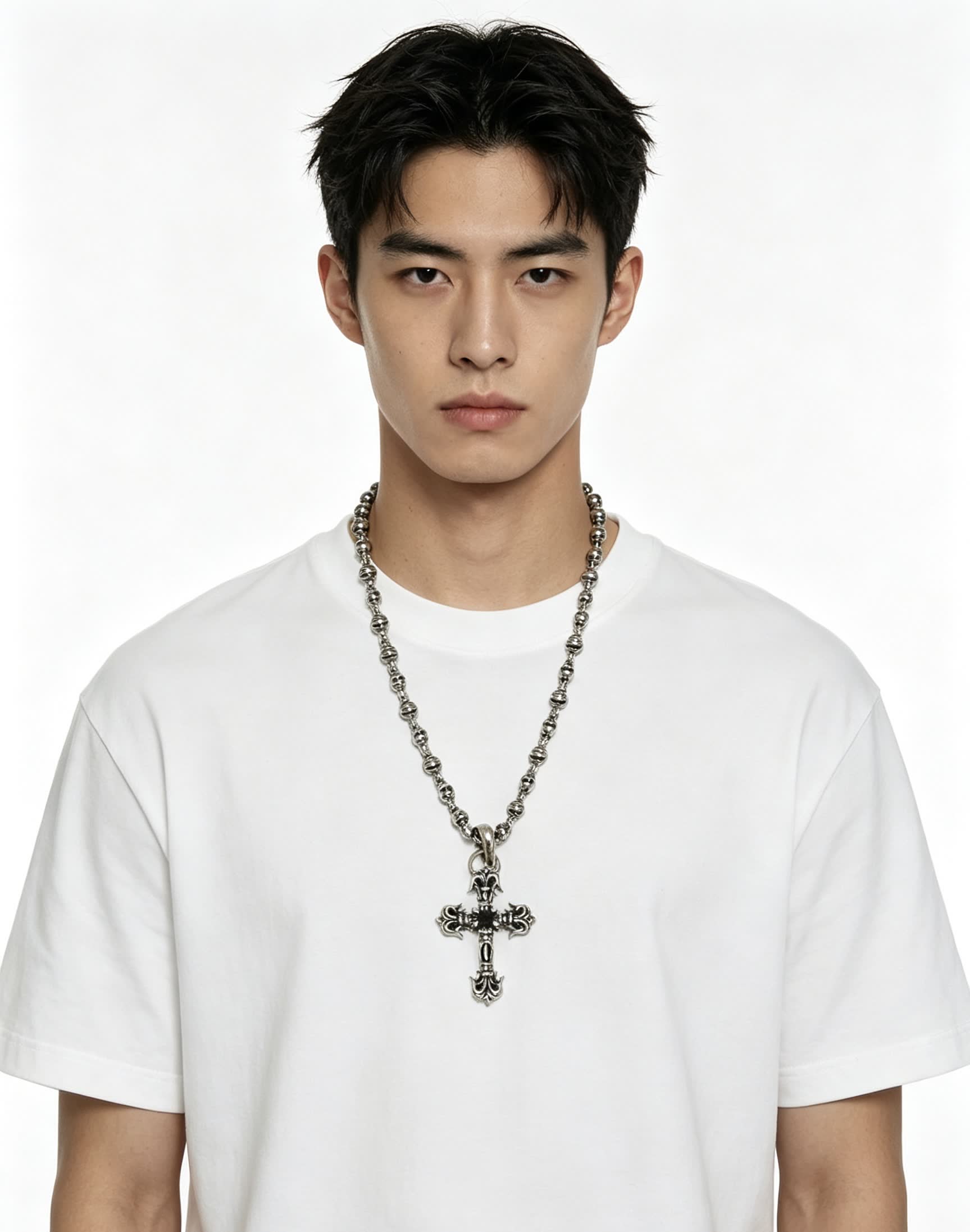 Chrome Hearts Silver Cross Pendant Necklace